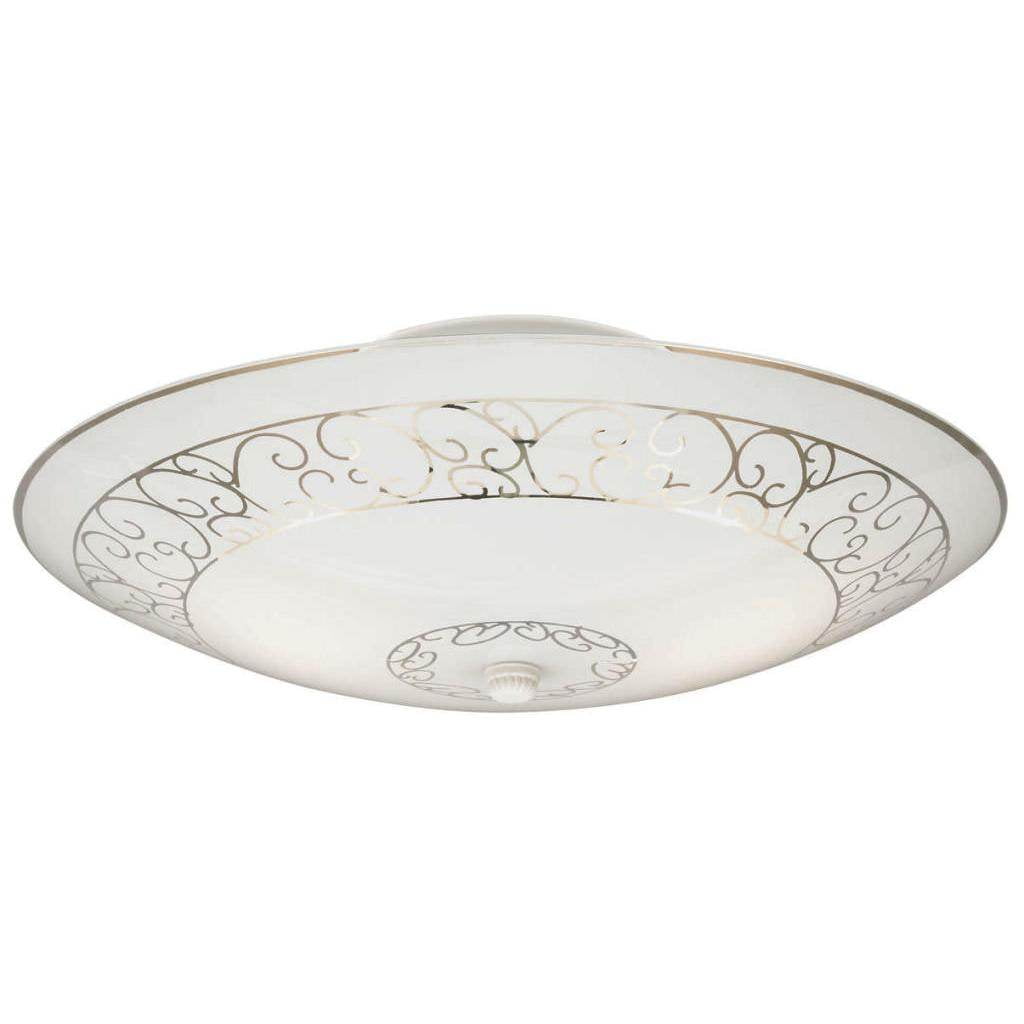 White Semi-Flush Mount Ceiling Light with Scroll Design