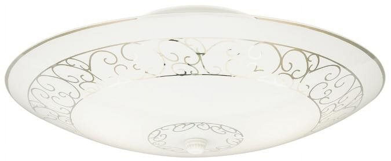 White Glass Semi-Flush Mount Ceiling Light with Scroll Design