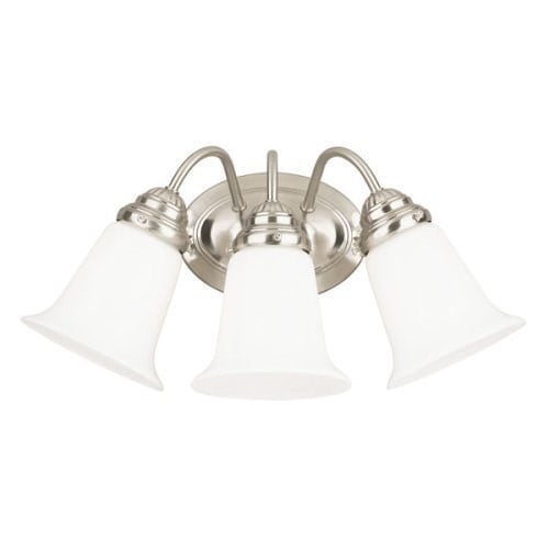 Brushed Nickel 3-Light Wall Sconce with Opal Glass Shades