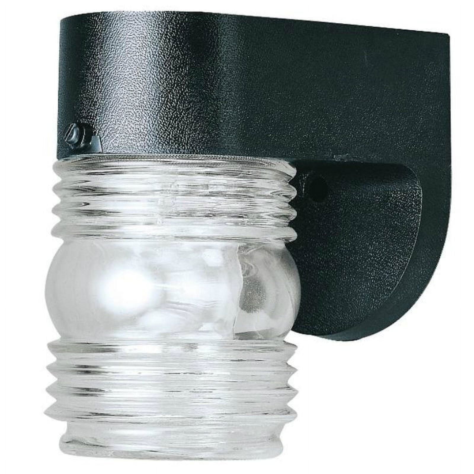 Classic Black Gloss 6" Jelly Jar Sconce with Clear Glass