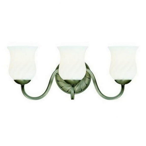 Westinghouse 6936300 Three Light Wall Fixture, Antique Nickel Frosted Spiral Glass