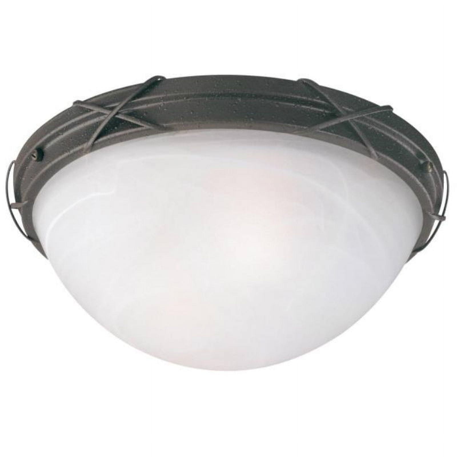 Rustic White Alabaster Glass Outdoor Flush Mount Light