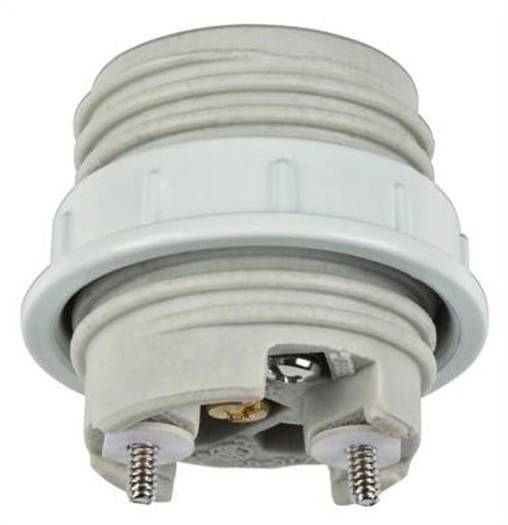 White Porcelain Threaded Socket with Metal Shade Ring