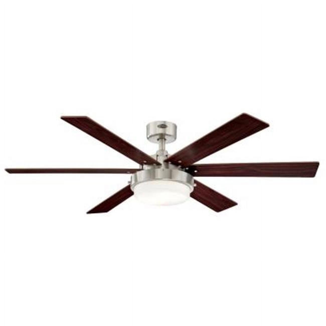 52" Brushed Nickel Ceiling Fan with Rosewood Blades and LED Light