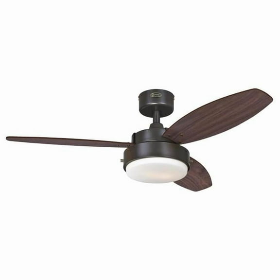 Westinghouse 7222500 42 in. Oil Rubbed Bronze Finish Reversible Blades Opal Frosted Glass, Walnut & Family Oak