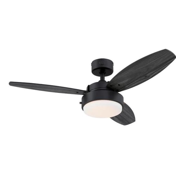 Westinghouse Lighting  Alloy 3-Blade Indoor Ceiling Fan with LED Light Fixture and Opal Frosted Glass 42 Inches - Matte Black