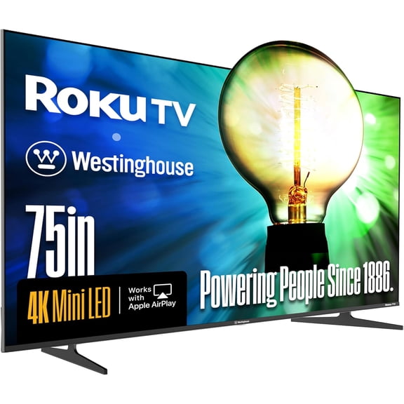 Westinghouse 75 Inch Mini LED 4K UHD Roku Smart TV Max, Native 144Hz Refresh Rate, VRR & ALLM Gaming, QLED Quantum Color, Dolby Vision HDR, Local Dimming, MEMC Motion, HomeKit