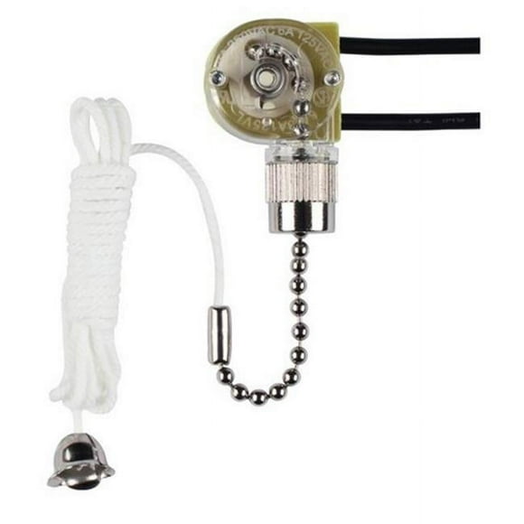 Westinghouse 7702200 2 Wire Fan Light Switch with Chrome Pull Chain,