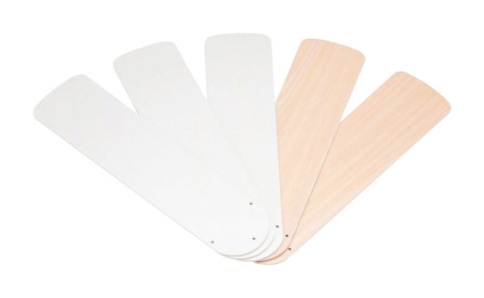 52" White and Bleached Oak Reversible Ceiling Fan Blades, 5 Count
