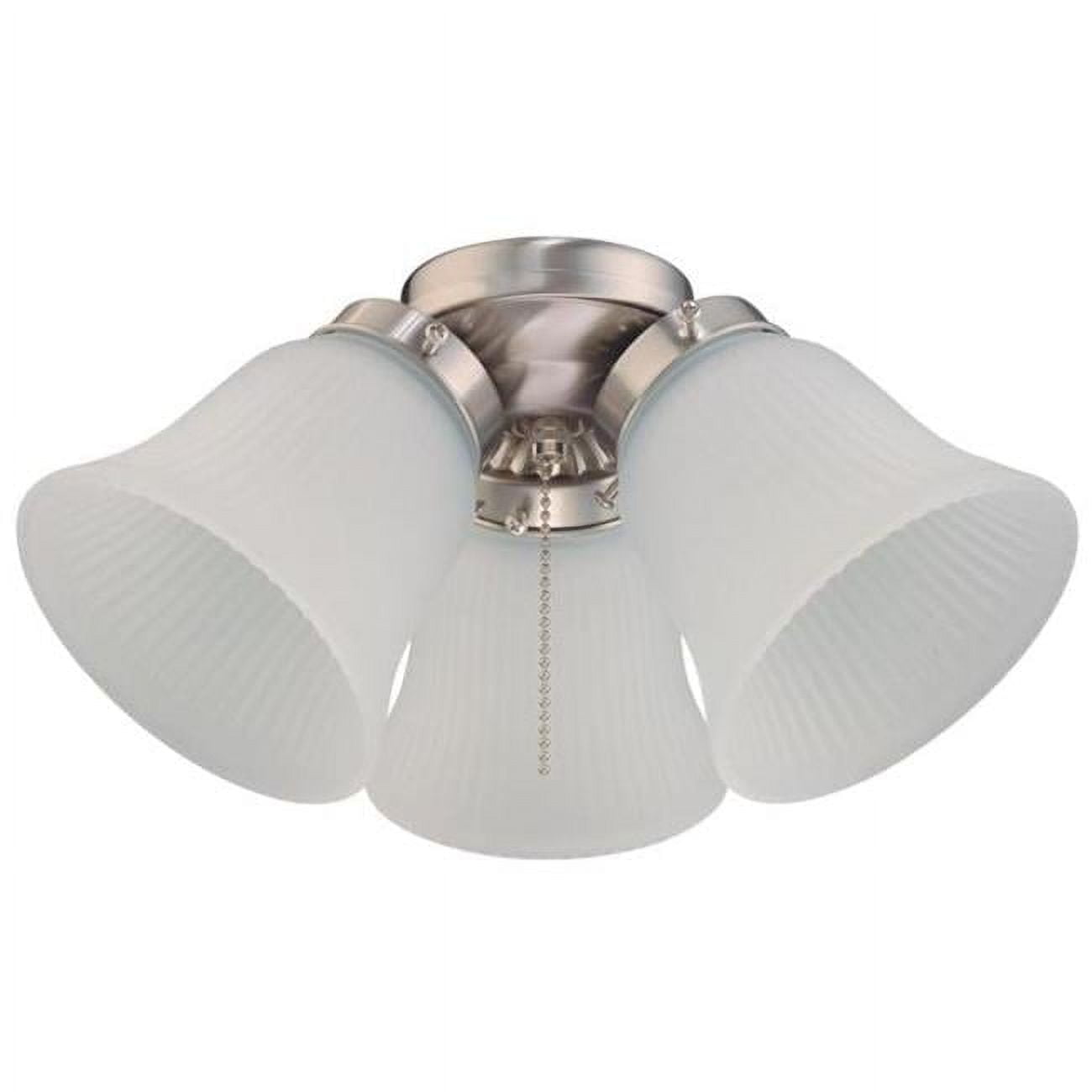 Brushed Nickel Frosted Glass 3-Light Cluster Ceiling Fan Kit