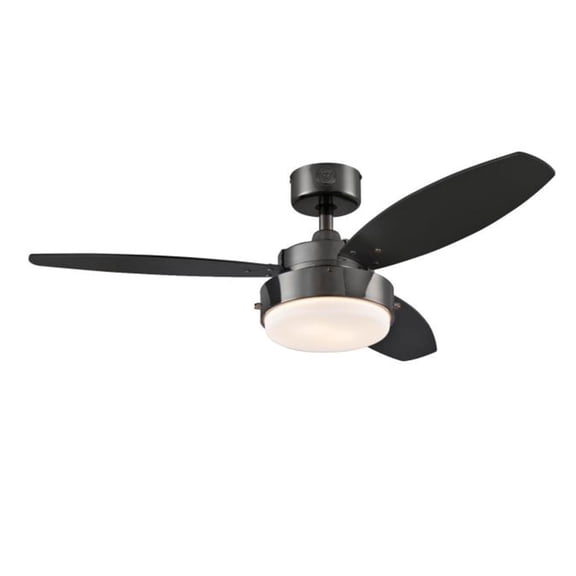 Westinghouse Alloy 42 in. Gun Metal Finish Reversible Blades (Black/Graphite) Opal Frosted Glass