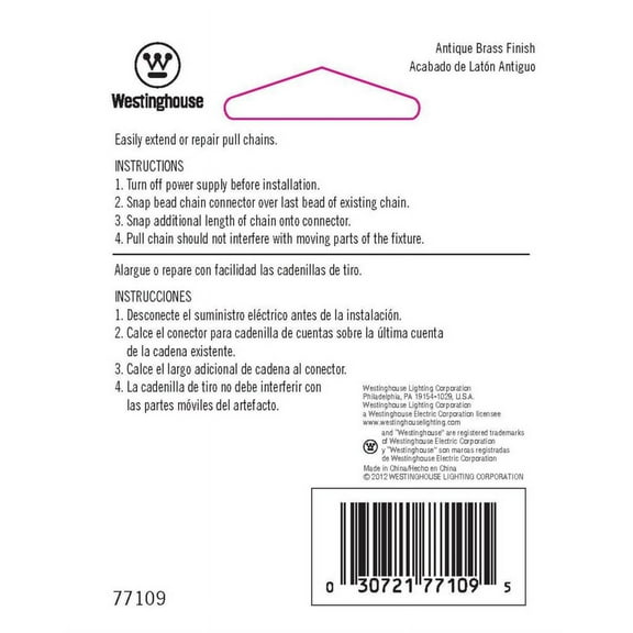 Westinghouse Antique Brass Brass Beaded Chain