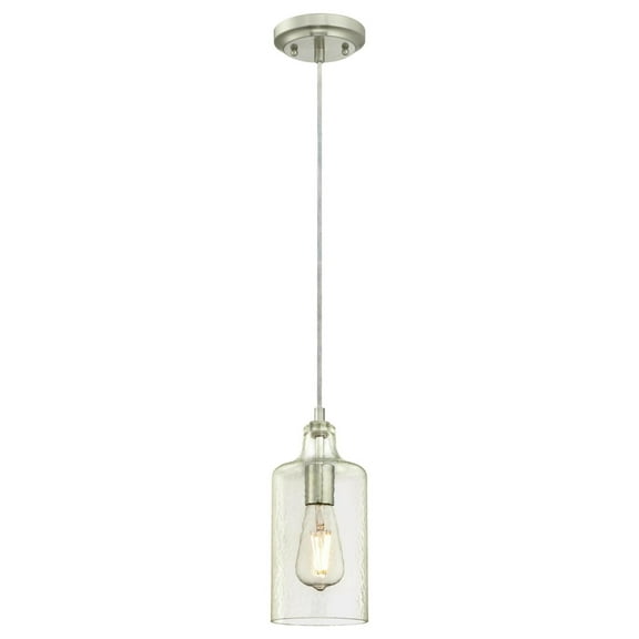 Westinghouse Carmen Mini Pendant Brushed Nickel Finish Clear Textured Glass