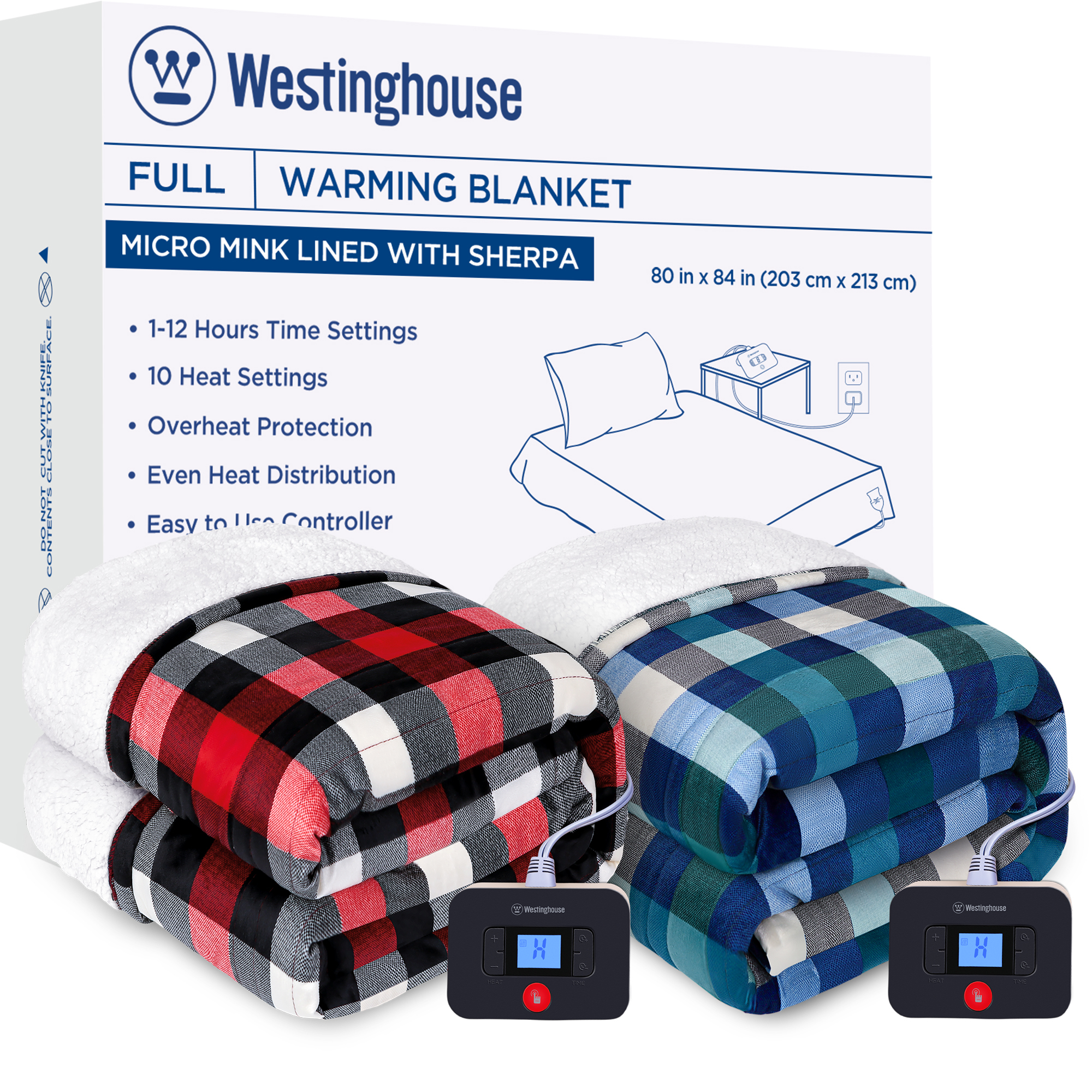 Westinghouse Christmas Heated Blanket 2 piece Electric Throw Blanket