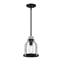 Westinghouse Cindy Mini Pendant Matte Black Finish with Antique Ash Accents Clear Seeded Glass