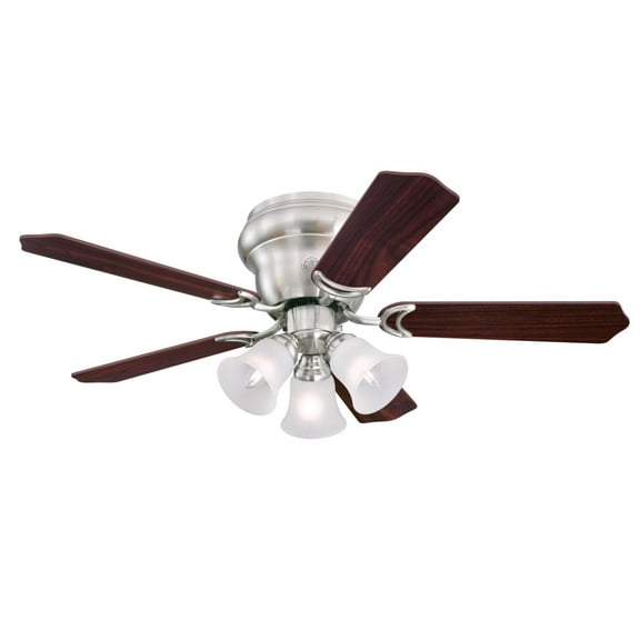 Westinghouse Contempra Trio 42 in. Brushed Nickel Finish Reversible Blades (Rosewood/Bird's Eye Maple) Frosted Glass