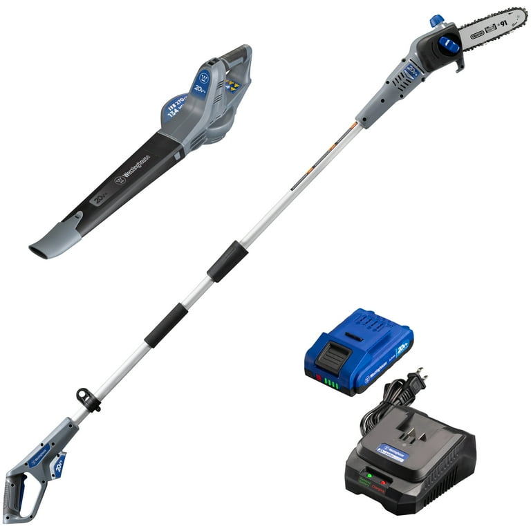 Westinghouse Cordless Leaf Blower and Pole Saw 2.0 Ah Battery and