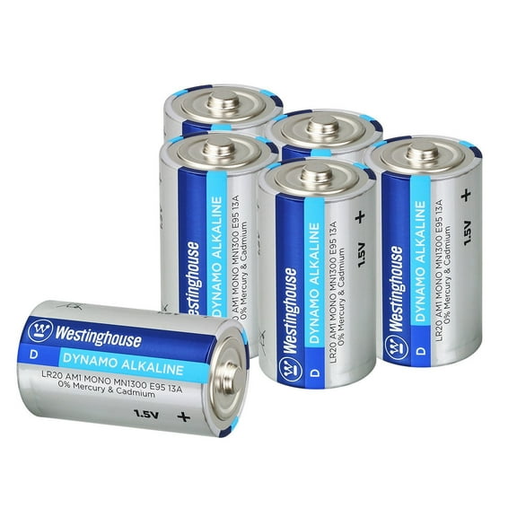 Westinghouse Dynamo Alkaline Batteries D  (6 counts)