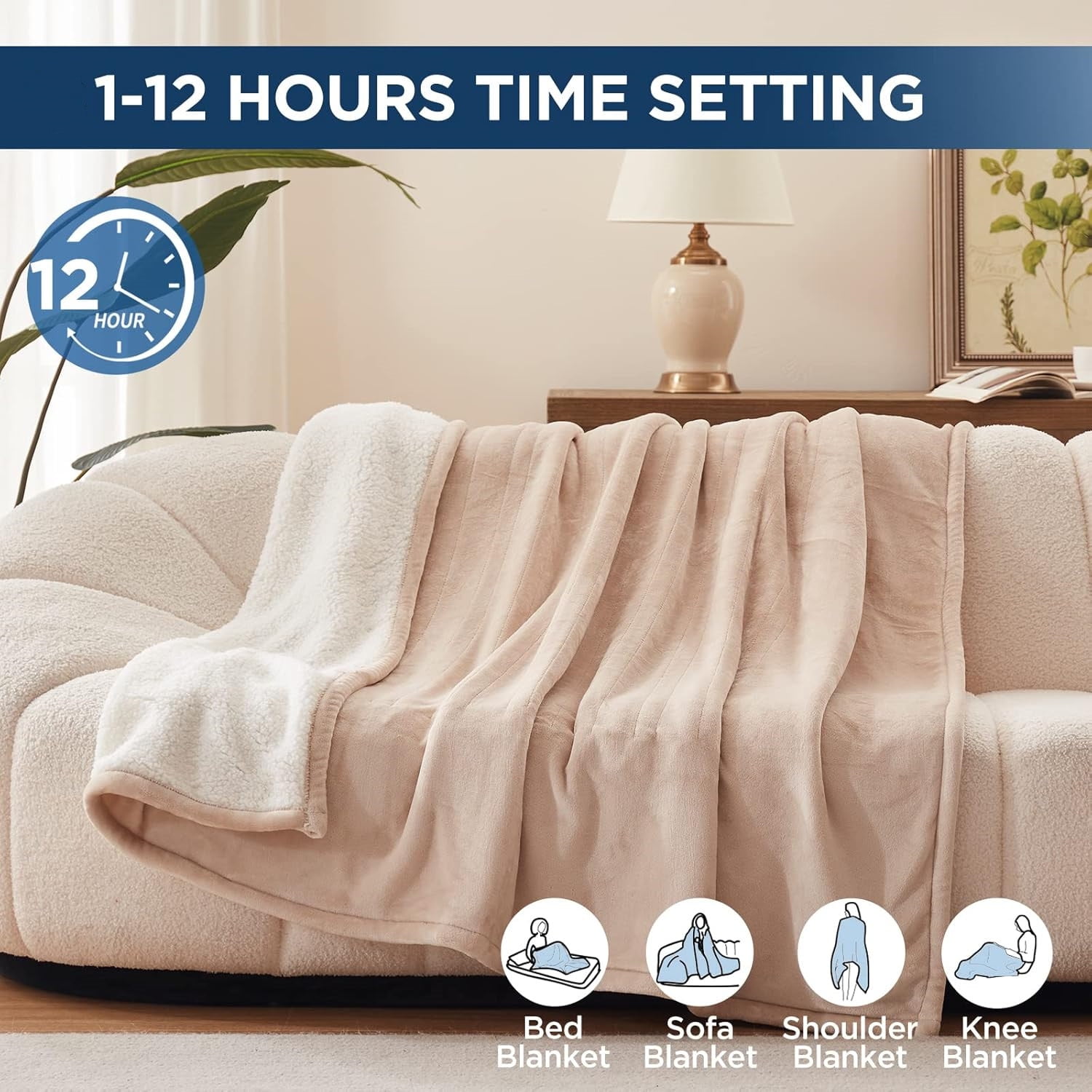 Westinghouse Electric Blanket Twin, Heated Blanket Twin Size with 10 Heating Levels and 1 to 12 Hours Heating Time Settings