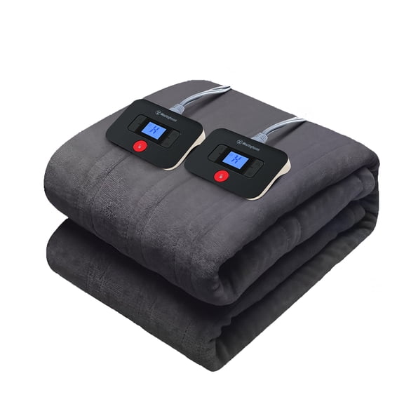 Westinghouse Heated Blanket Queen Size 84" x 90" , Electric Blanket with 10 Fast Heating Levels & 1-12 Auto-Off, Machine Washable, Charcoal
