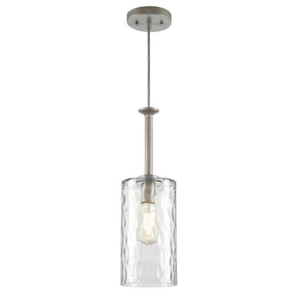 Westinghouse Hernando Mini Pendant Industrial Steel Finish Clear Hammered Glass