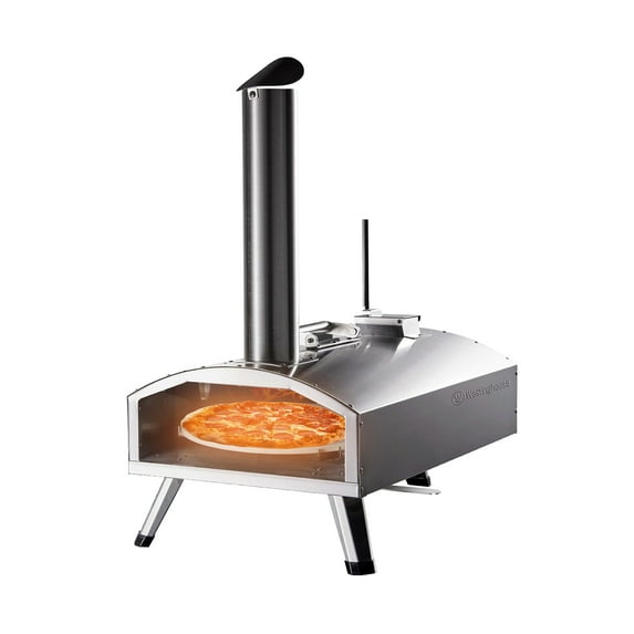 Westinghouse Homeware USA 12" Dual Fuel Gas Wood Pizza Oven with Rotating Stone - Silver