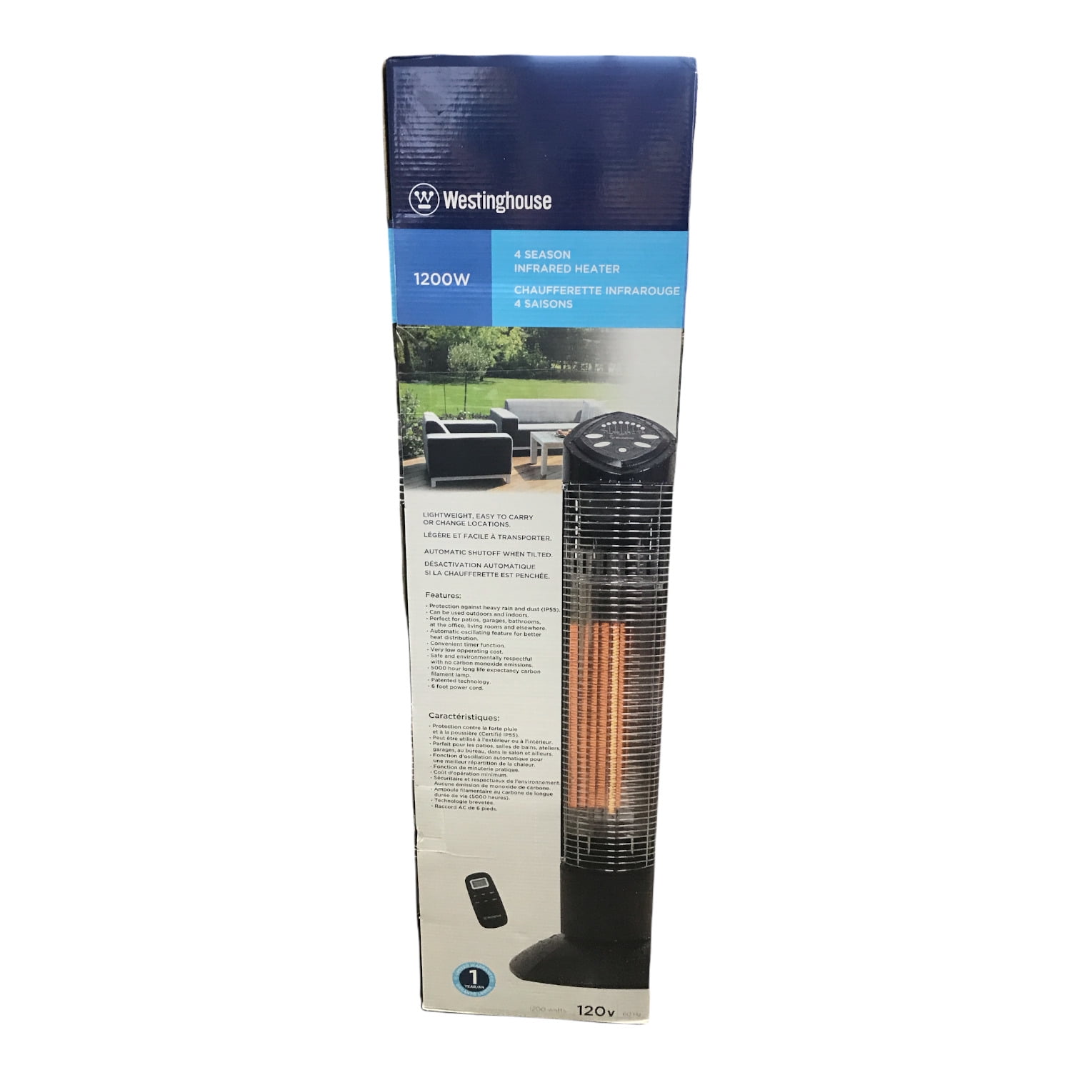 Freestanding Black Infrared Electric Outdoor Heater with Remote