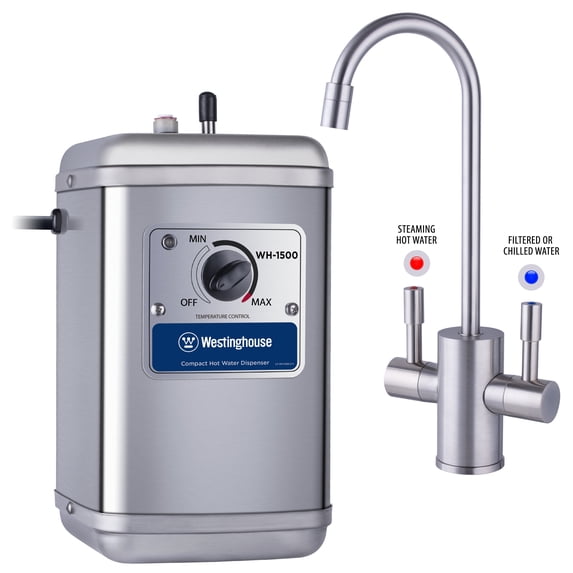 Westinghouse Kitchen Hot Water Dispenser with Brushed Nickel Dual Handle Faucet 41-WH-1500-F560-BN
