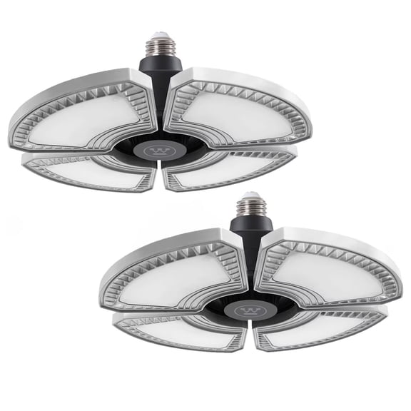 Westinghouse LED Garage Lights,8000 Lumen LED Shop Light with Deformable Three Panel Ceiling Light E26 for Basement, Workshop ,Warehouse ,Shop,2pc