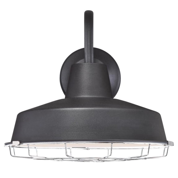 Westinghouse Westinghouse Lighting 6131300 Academy Vintage-Style One Light Dimmable LED Outdoor Wall Fixture, Dark Sky Friendly, Textured Black Finish, Removable Nickel Luster Cage