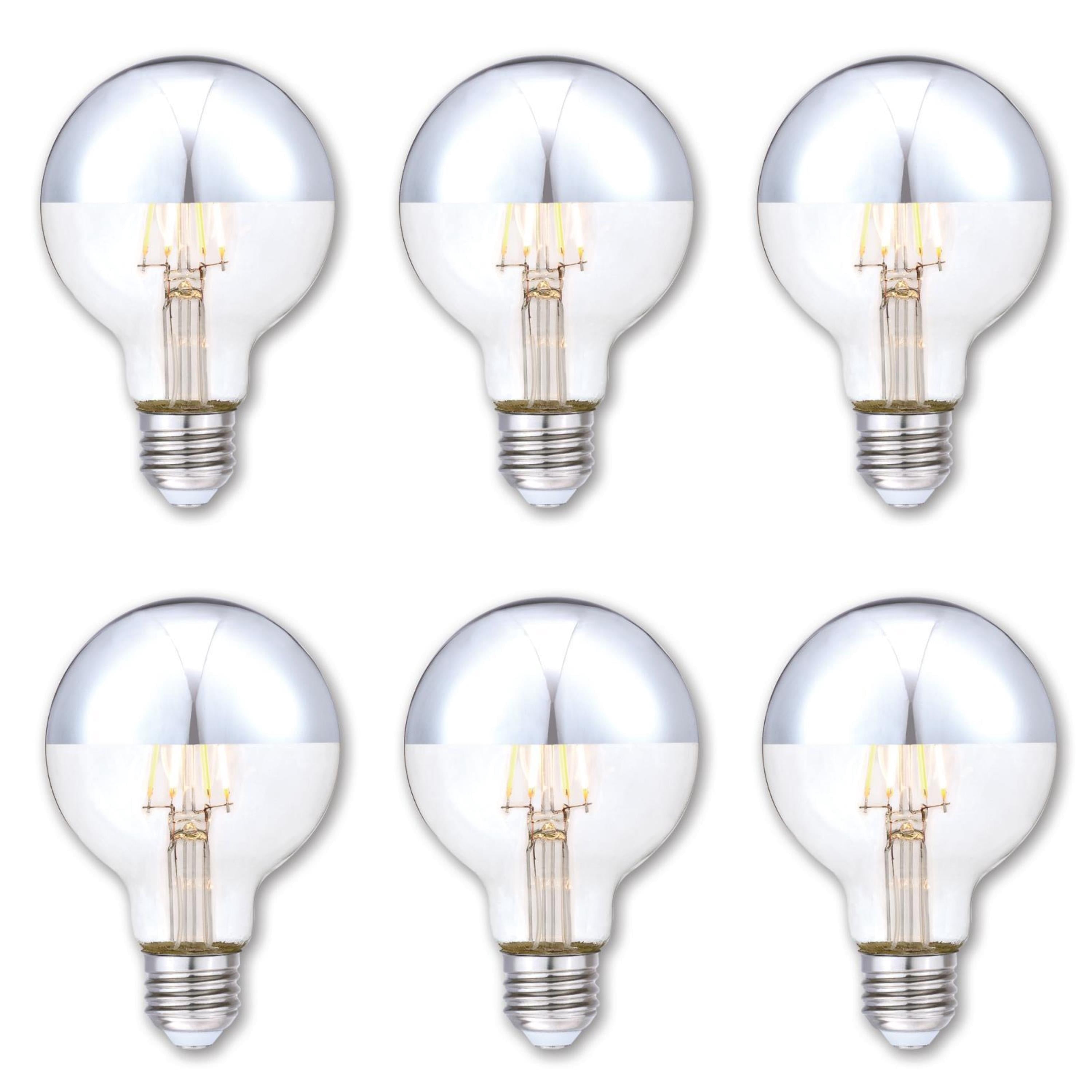 Westinghouse Lighting 5169120 4.5 Watt (40 Watt Equivalent) G25 Dimmable Half Chrome Filament LED Light Bulb, E26 Medium Base, 6-pack