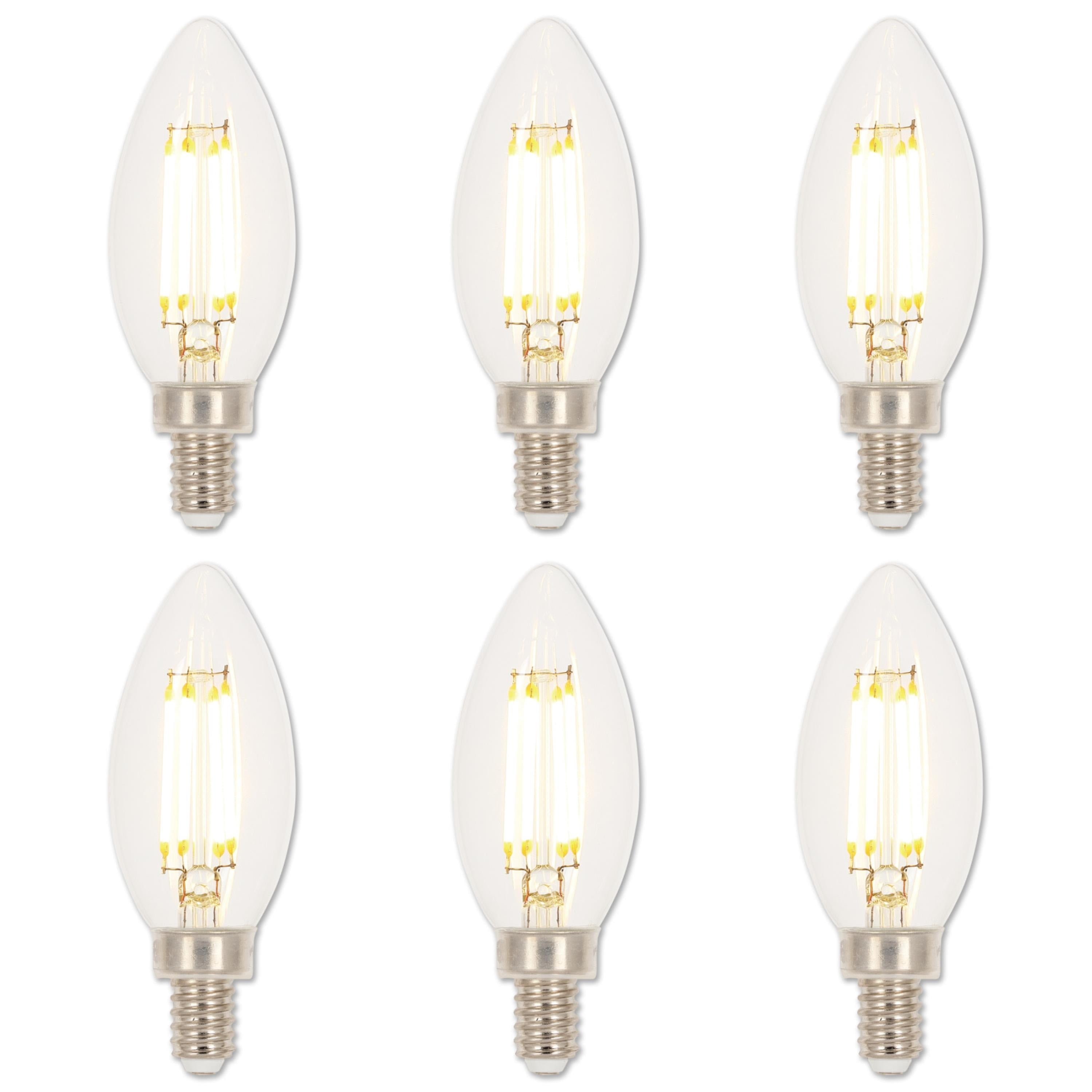 Clear Dimmable LED Candelabra Bulbs, 6-Pack, 2700K