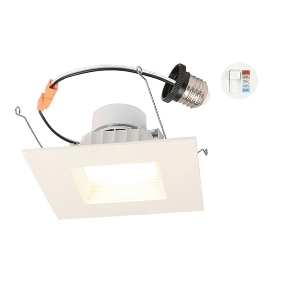 Open Box Westinghouse Lighting 5247000 14 Watt (100 Watt Equivalent) 5-6-Inch Square Recessed LED Downlight with Color Temperature Selection, Dimmable, ENERGY STAR, Medium Base, White Trim