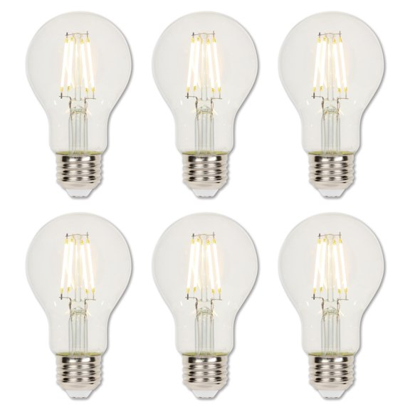 Westinghouse Lighting 5257020 4.5 Watt (40 Watt Equivalent) A19 Dimmable Clear Filament LED Light Bulb, Medium Base, 6 Pack