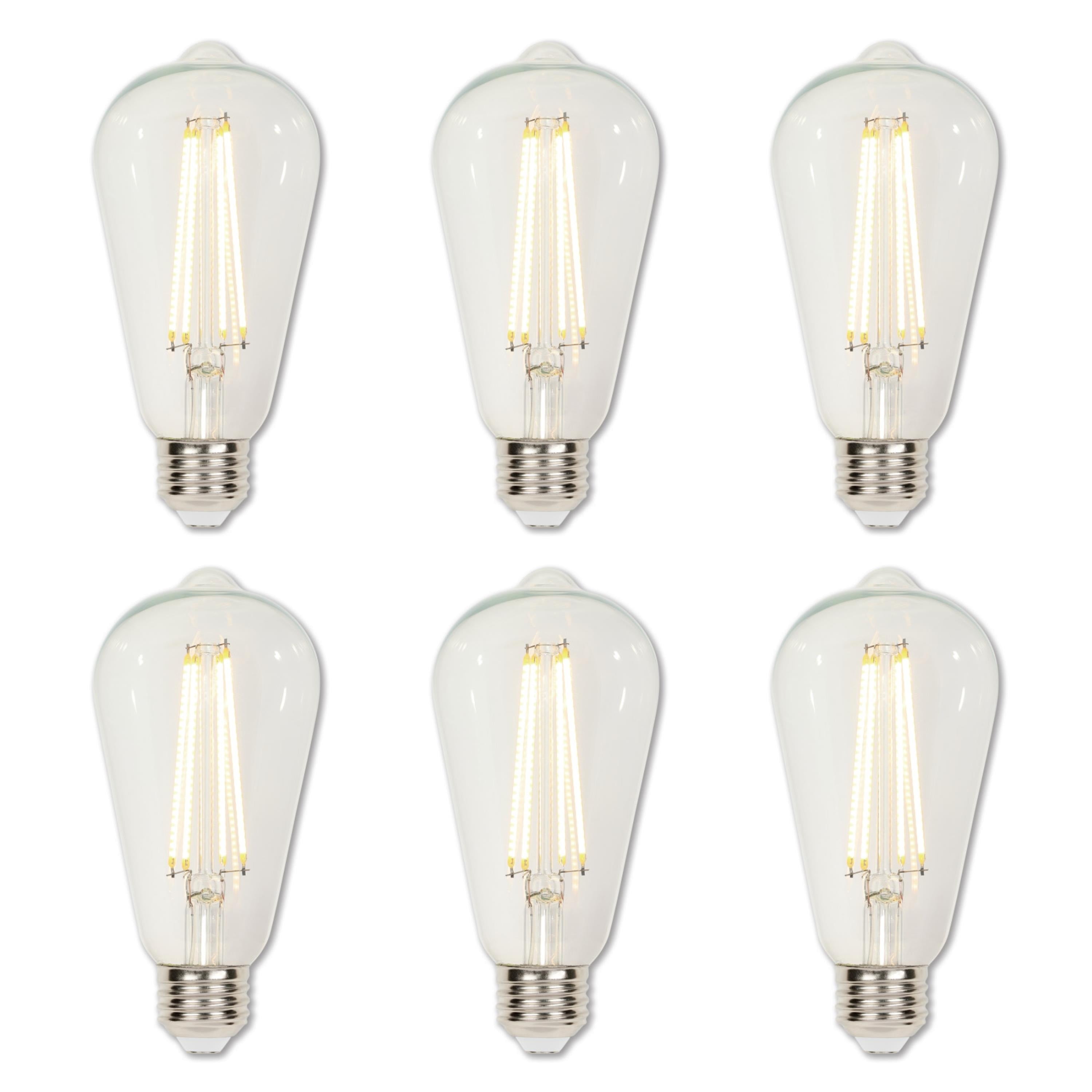 Clear 6-Pack Dimmable LED Filament Bulbs for Commercial Use