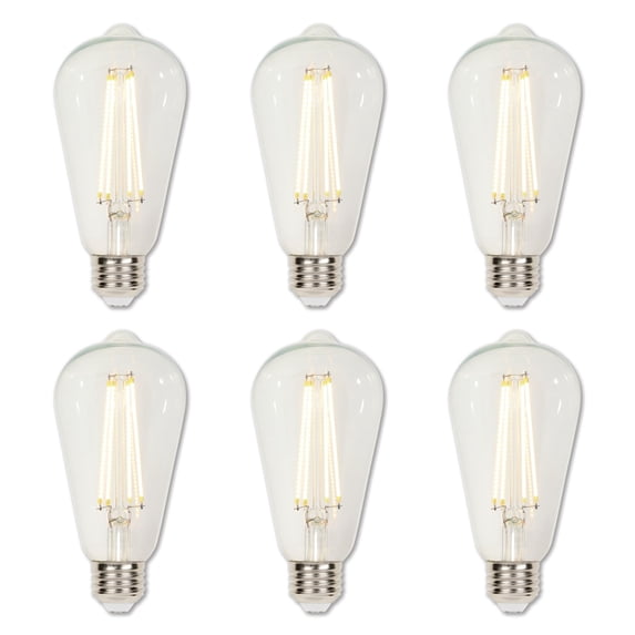 Westinghouse Lighting 6.5-Watt (60-Watt Equivalent) Clear ST20 Dimmable Filament LED Light Bulb, Medium Base, 6 Pack - 6-Pack