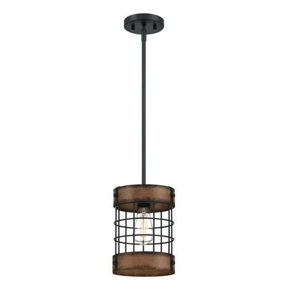 Westinghouse Lighting 6117900 Langston One-Light Indoor Pendant with Barnwood Accents, Matte Black