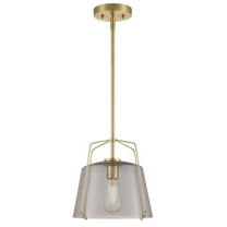 Westinghouse Lighting 6125100 Hallein One Light Indoor Pendant, Champagne Brass Finish & Smoke Grey Glass