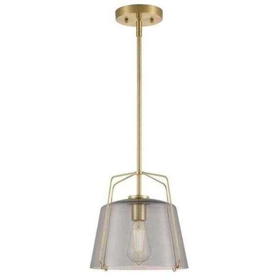 Westinghouse Lighting 6125100 Hallein One Light Indoor Pendant, Champagne Brass Finish & Smoke Grey Glass