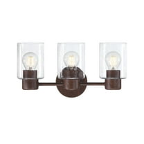 Westinghouse Lighting 6126500 Sylvestre Three Light Wall Fixture with Clear Seeded Glass, Walnut