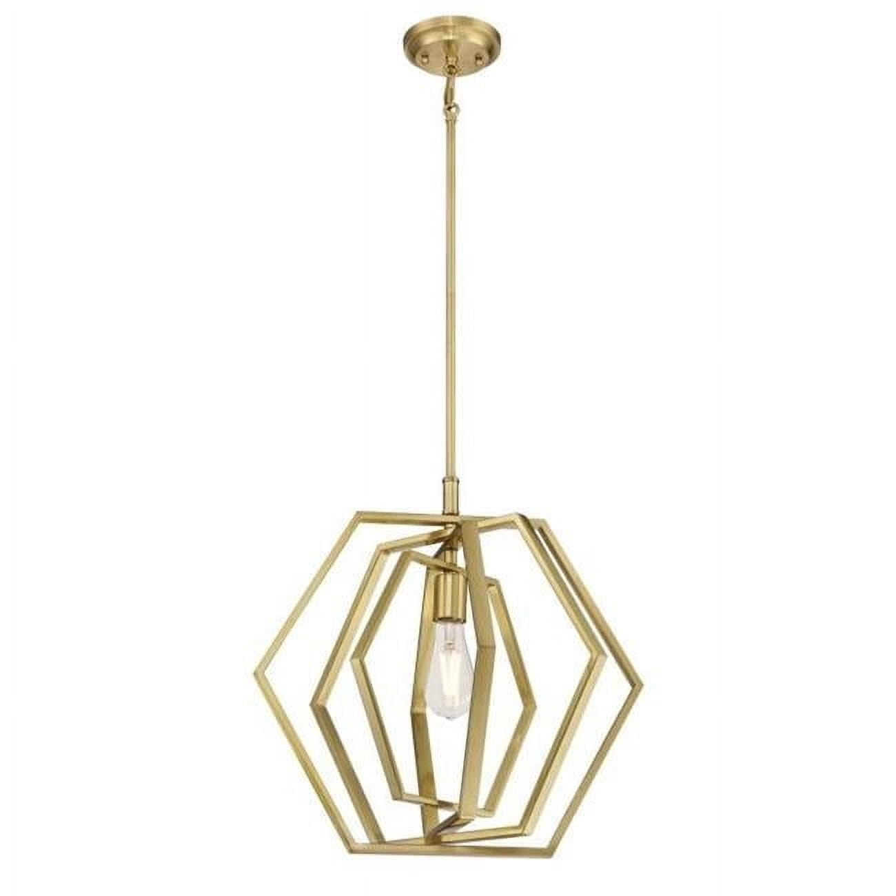 Champagne Brass Geometric Hexagon Pendant Light