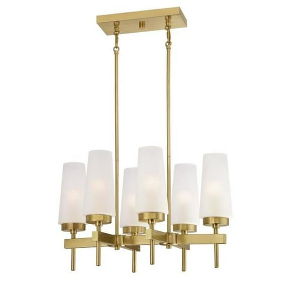 Westinghouse Lighting 6352700 6 Light Chandelier Champagne Brass Finish with Frosted Glass