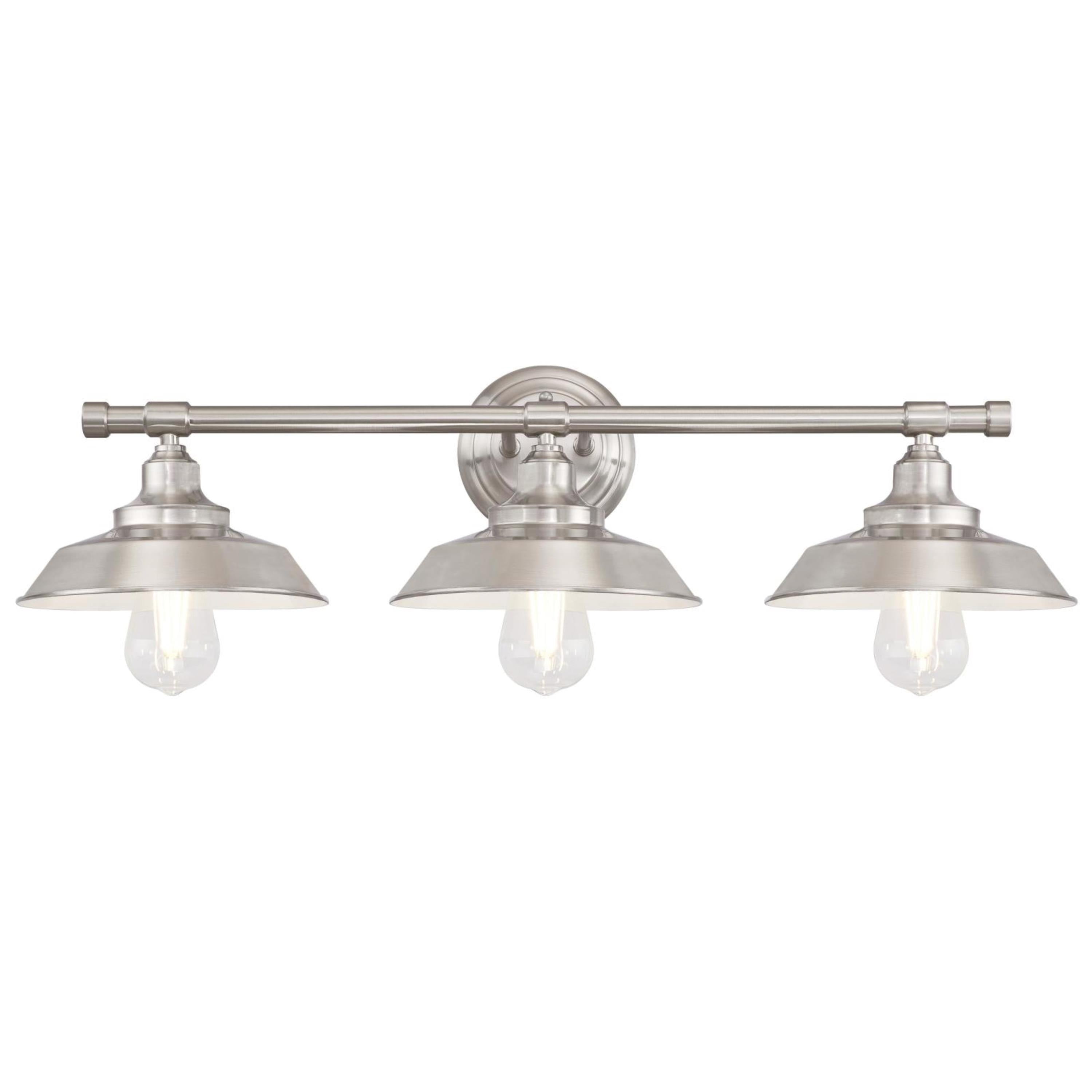 Brushed Nickel Three-Light Industrial Wall Fixture