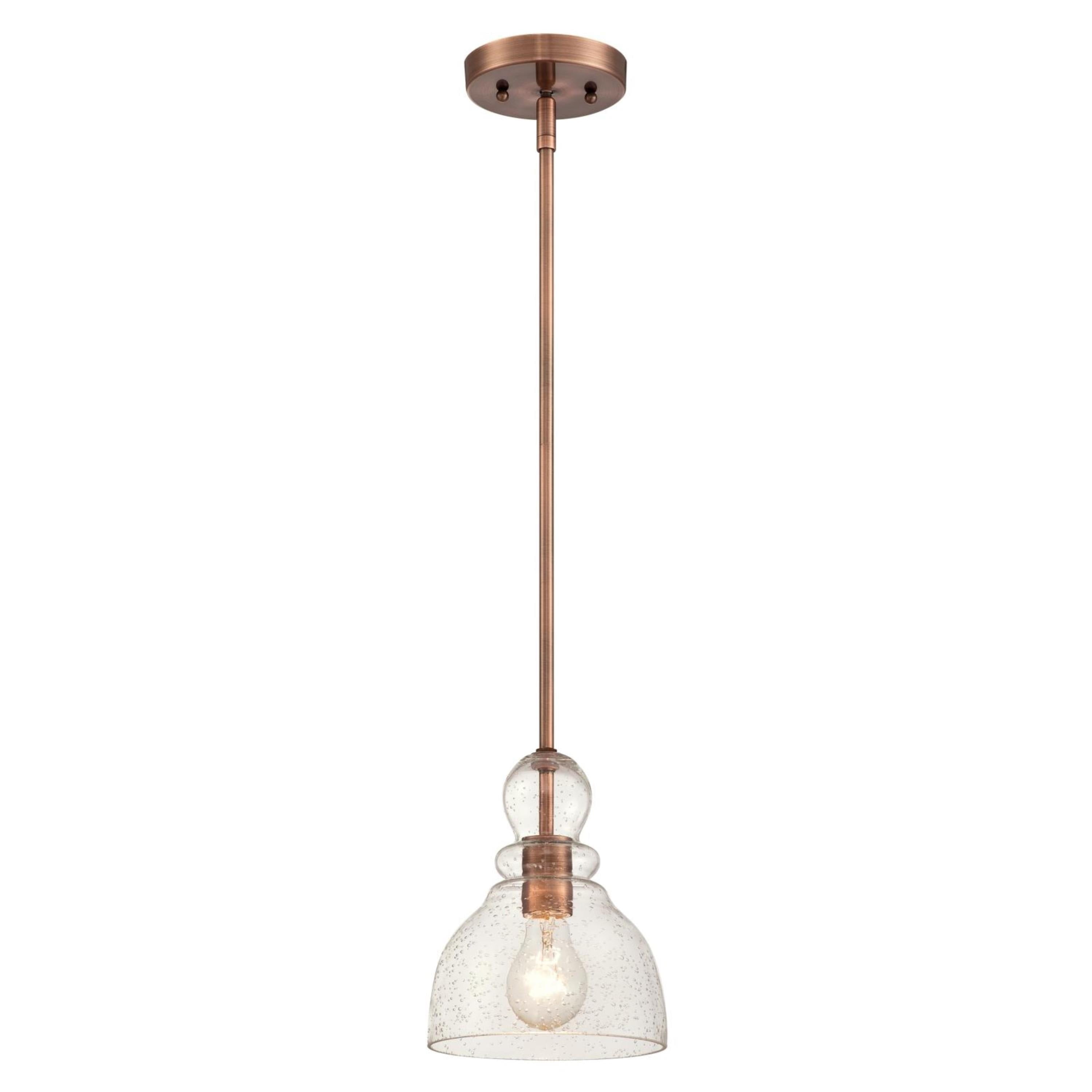 Mini Brushed Nickel and Copper Glass Pendant Light