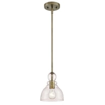 Westinghouse Fiona Mini Pendant Antique Brass Finish Clear Seeded Glass