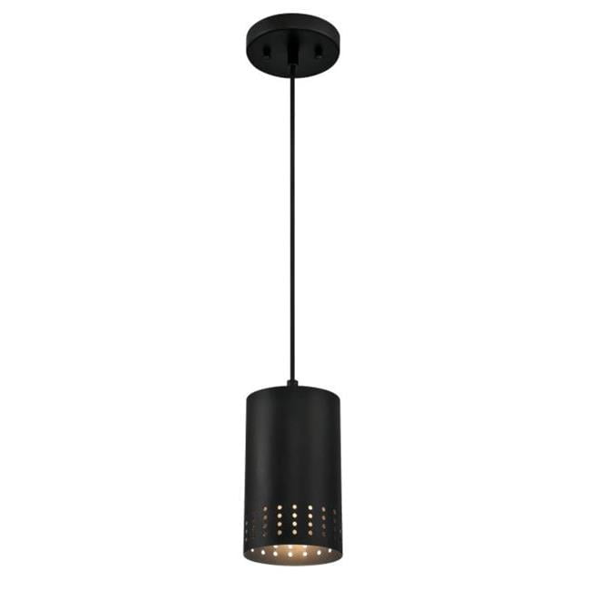 Phelps Mini Pendant Light with Perforated Metal Shade in Matte Black