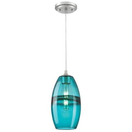 Westinghouse Lighting 6366300 Mini Pendant with Turquoise Glass - Brushed Nickel