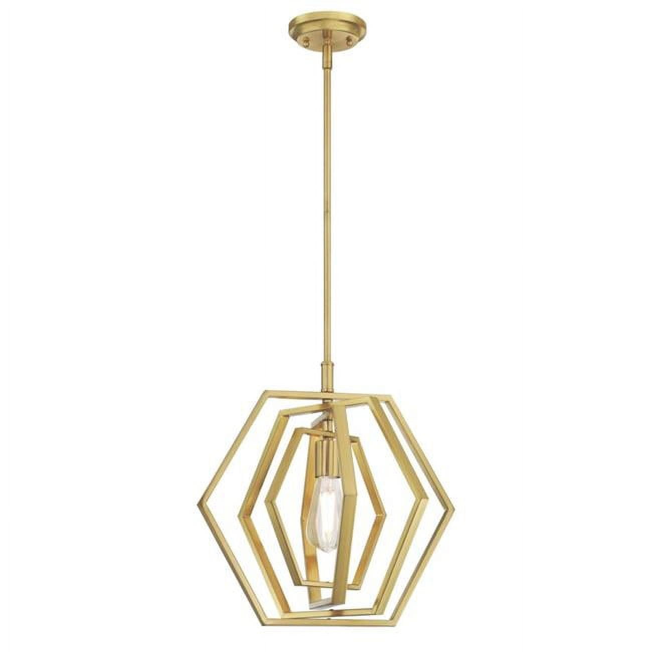 Geometric Champagne Brass Single Pendant Light
