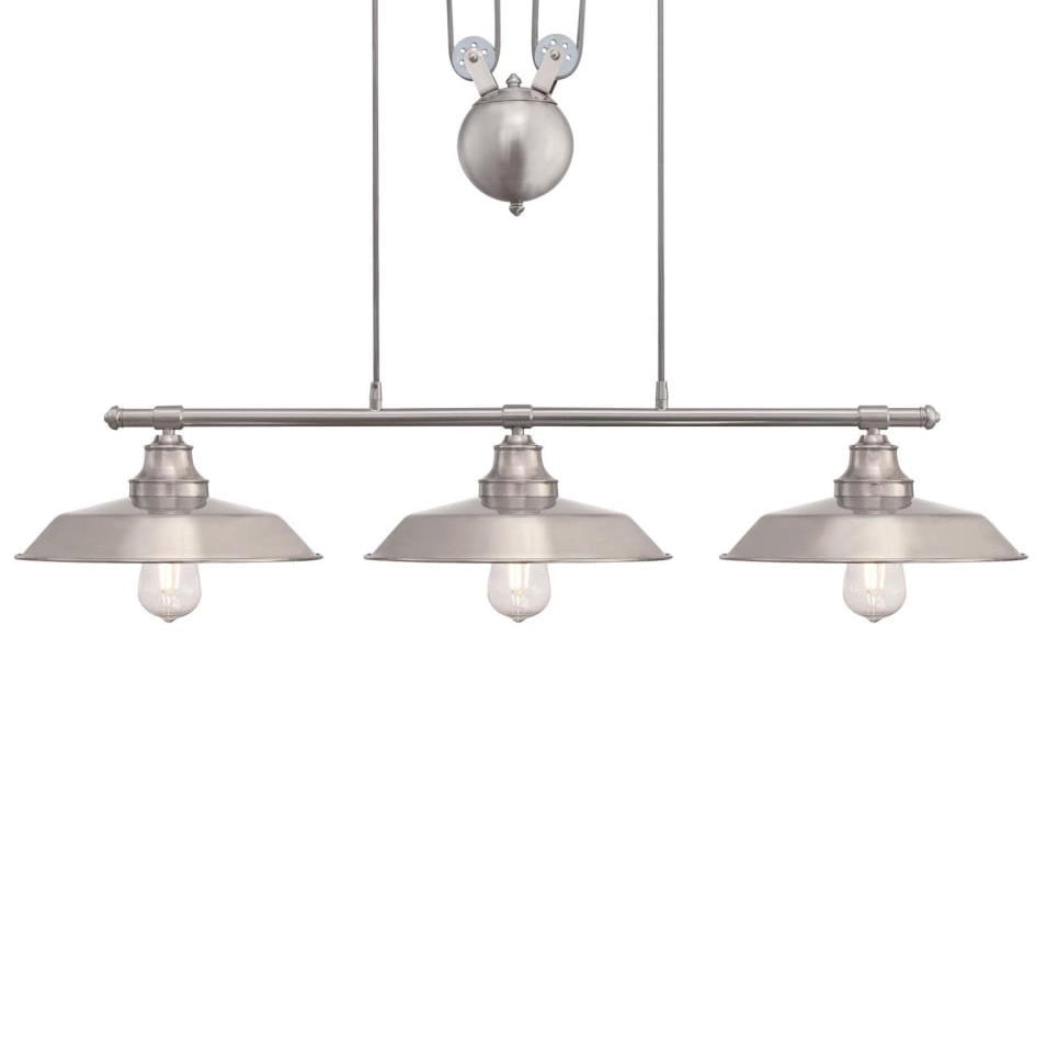 Brushed Nickel 3-Light Industrial Island Pendant