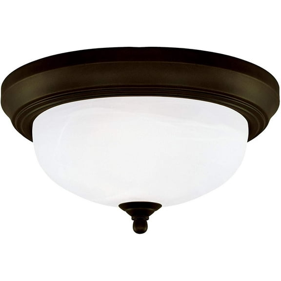 Westinghouse Lighting 64291 13-Inch Two-Light Flush Mount Fixture, Oil Rubbed Bronze with Frosted White Alabaster Globe